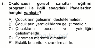 Görsel Sanatlar Eğitimi 2013 - 2014 Ara Sınavı 1.Soru