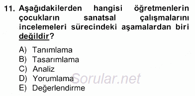 Görsel Sanatlar Eğitimi 2013 - 2014 Ara Sınavı 11.Soru