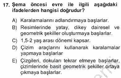 Görsel Sanatlar Eğitimi 2013 - 2014 Ara Sınavı 17.Soru