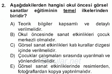 Görsel Sanatlar Eğitimi 2013 - 2014 Ara Sınavı 2.Soru