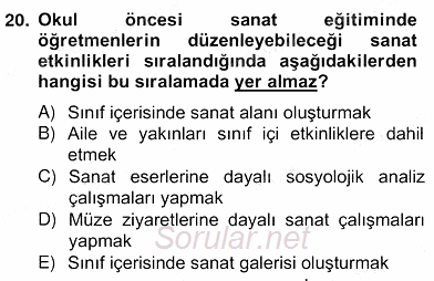 Görsel Sanatlar Eğitimi 2013 - 2014 Ara Sınavı 20.Soru