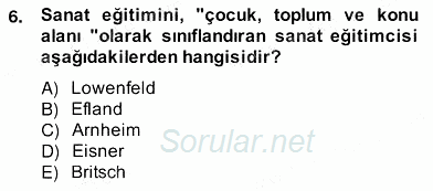 Görsel Sanatlar Eğitimi 2013 - 2014 Ara Sınavı 6.Soru