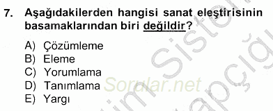 Görsel Sanatlar Eğitimi 2013 - 2014 Ara Sınavı 7.Soru