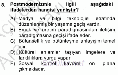Görsel Sanatlar Eğitimi 2013 - 2014 Ara Sınavı 8.Soru