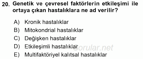 Aile Sağlığı 2017 - 2018 3 Ders Sınavı 20.Soru