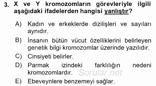 Aile Sağlığı 2017 - 2018 3 Ders Sınavı 3.Soru