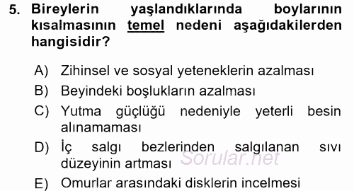 Aile Sağlığı 2017 - 2018 3 Ders Sınavı 5.Soru