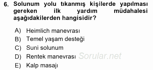 Aile Sağlığı 2017 - 2018 3 Ders Sınavı 6.Soru