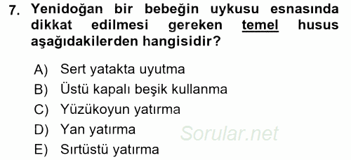Aile Sağlığı 2017 - 2018 3 Ders Sınavı 7.Soru