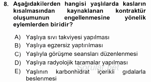 Aile Sağlığı 2017 - 2018 3 Ders Sınavı 8.Soru
