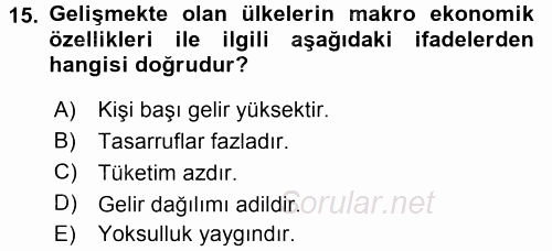 Gelişmekte Olan Ülkelerde Siyaset 2015 - 2016 Ara Sınavı 15.Soru