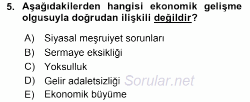 Gelişmekte Olan Ülkelerde Siyaset 2015 - 2016 Ara Sınavı 5.Soru