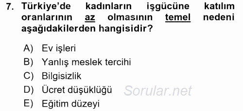 Ev Endüstrisi 2017 - 2018 Dönem Sonu Sınavı 7.Soru