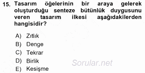 Bilgisayar Destekli Temel Tasarım 2015 - 2016 Ara Sınavı 15.Soru