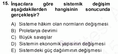 Uluslararası Politika 1 2014 - 2015 Ara Sınavı 15.Soru
