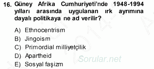 Uluslararası Politika 1 2014 - 2015 Ara Sınavı 16.Soru