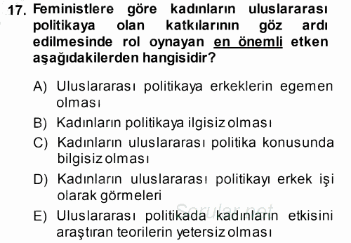 Uluslararası Politika 1 2014 - 2015 Ara Sınavı 17.Soru