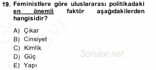 Uluslararası Politika 1 2014 - 2015 Ara Sınavı 19.Soru