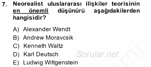Uluslararası Politika 1 2014 - 2015 Ara Sınavı 7.Soru
