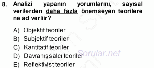 Uluslararası Politika 1 2014 - 2015 Ara Sınavı 8.Soru