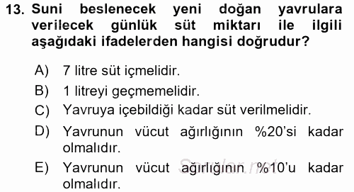 Doğum Bilgisi ve Suni Tohumlama 2017 - 2018 3 Ders Sınavı 13.Soru