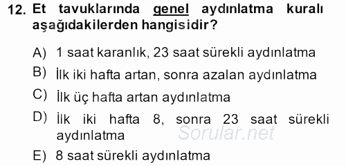 Hayvan Yetiştirme 2014 - 2015 Dönem Sonu Sınavı 12.Soru