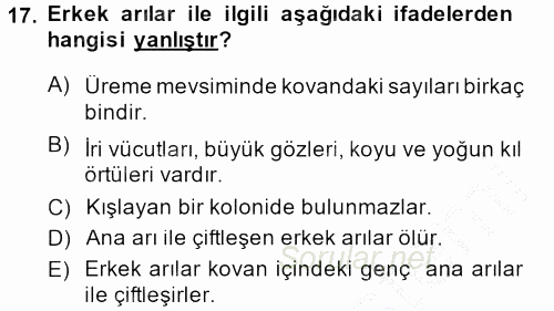 Hayvan Yetiştirme 2014 - 2015 Dönem Sonu Sınavı 17.Soru