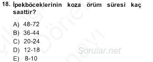 Hayvan Yetiştirme 2014 - 2015 Dönem Sonu Sınavı 18.Soru