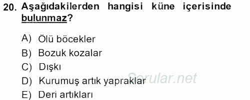Hayvan Yetiştirme 2014 - 2015 Dönem Sonu Sınavı 20.Soru