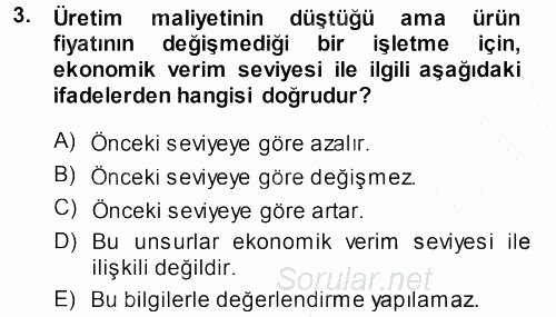 Hayvan Yetiştirme 2014 - 2015 Dönem Sonu Sınavı 3.Soru