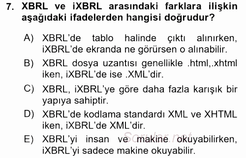 Muhasebe Yazılımları 2015 - 2016 Ara Sınavı 7.Soru