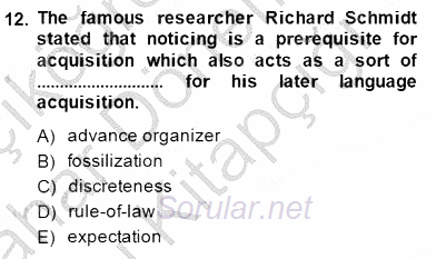 Dilbilgisi Öğretimi 2014 - 2015 Ara Sınavı 12.Soru