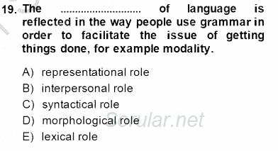 Dilbilgisi Öğretimi 2014 - 2015 Ara Sınavı 19.Soru