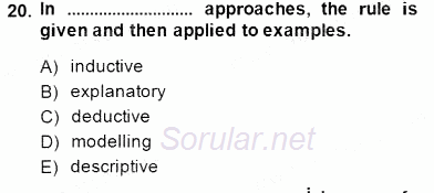 Dilbilgisi Öğretimi 2014 - 2015 Ara Sınavı 20.Soru