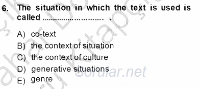 Dilbilgisi Öğretimi 2014 - 2015 Ara Sınavı 6.Soru