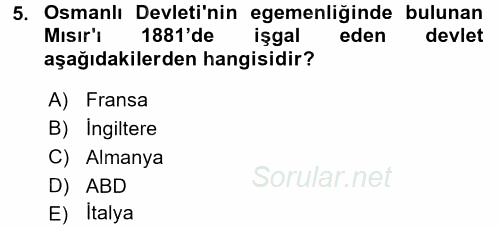 Orta Doğuda Siyaset 2015 - 2016 Ara Sınavı 5.Soru