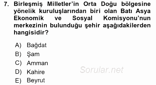 Orta Doğuda Siyaset 2015 - 2016 Ara Sınavı 7.Soru