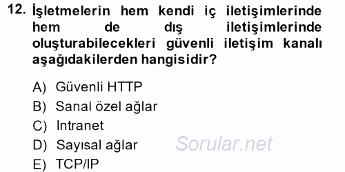 Elektronik Ticaret 2013 - 2014 Ara Sınavı 12.Soru