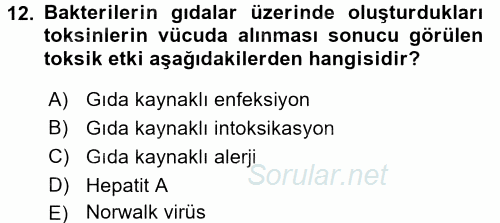 Mutfak Hizmetleri Yönetimi 2017 - 2018 Dönem Sonu Sınavı 12.Soru