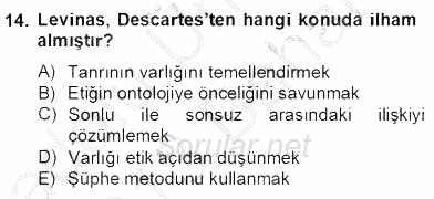 Çağdaş Felsefe 2 2012 - 2013 Dönem Sonu Sınavı 14.Soru