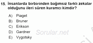 Erken Çocukluk Döneminde Gelişim 1 2015 - 2016 Dönem Sonu Sınavı 15.Soru