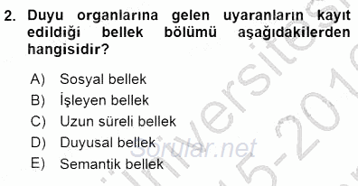 Erken Çocukluk Döneminde Gelişim 1 2015 - 2016 Dönem Sonu Sınavı 2.Soru