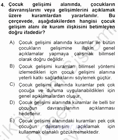 Erken Çocukluk Döneminde Gelişim 1 2015 - 2016 Dönem Sonu Sınavı 4.Soru