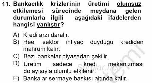 Bankaların Yönetimi Ve Denetimi 2014 - 2015 Ara Sınavı 11.Soru