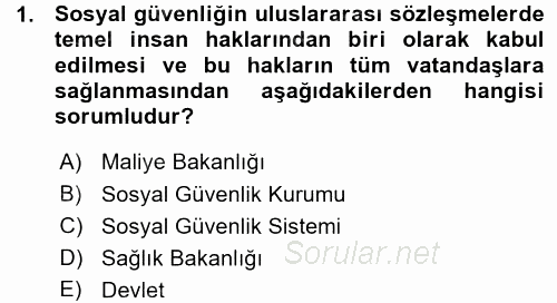 Hayat Sigortaları Ve Bireysel Emeklilik Sistemi 2015 - 2016 Ara Sınavı 1.Soru