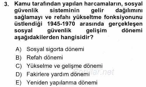 Hayat Sigortaları Ve Bireysel Emeklilik Sistemi 2015 - 2016 Ara Sınavı 3.Soru