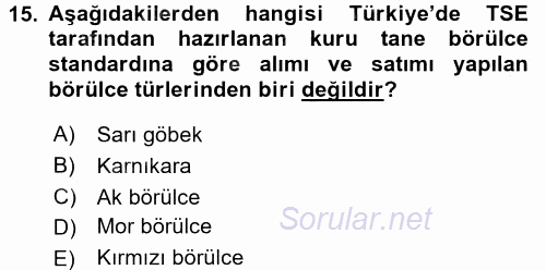 Tarla Bitkileri 1 2015 - 2016 Dönem Sonu Sınavı 15.Soru