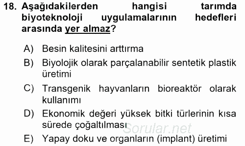 Tarla Bitkileri 1 2015 - 2016 Dönem Sonu Sınavı 18.Soru
