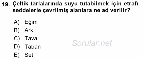 Tarla Bitkileri 1 2015 - 2016 Dönem Sonu Sınavı 19.Soru