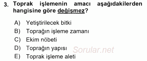 Tarla Bitkileri 1 2015 - 2016 Dönem Sonu Sınavı 3.Soru